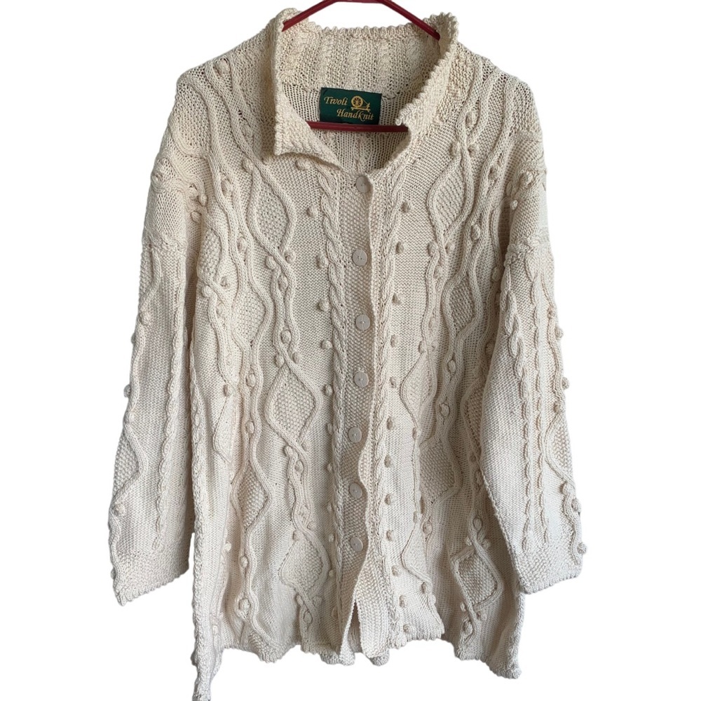 Tivoli Cream Cable Knit Button-Up Cardigan